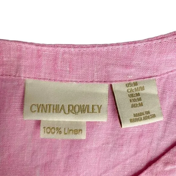Cynthia Rowley Linen Shirt Pink Short Sleeve Top  Women’s M - Picture 6 of 7